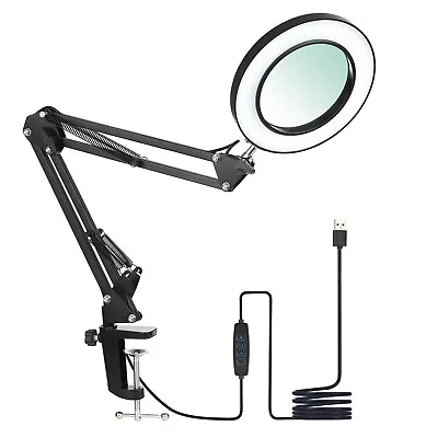 $24.99 • Buy Magnifier LED Lamp 8X Magnifying Glass Desk Table Reading Light W/ Clamp W0V8