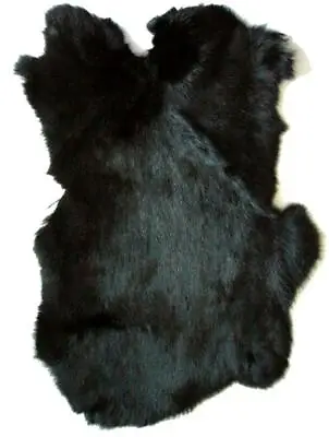 BLACK DYED GENUINE RABBIT SKIN New Solf Leather  Hide Fur Pelt Craft Skins Bunny • $14.36