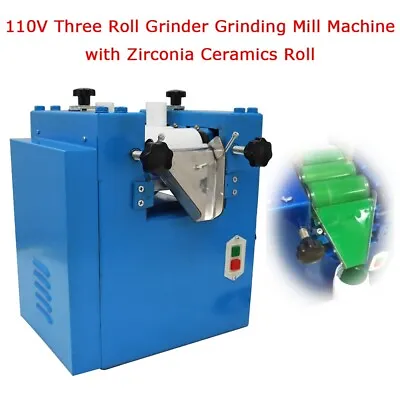 110V Lab Three Roll Grinder Grinding Mill Machine With Zirconia Ceramics Roll US • $2092.64