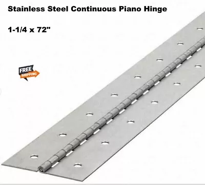 Stainless Steel Piano Hinge 1-1/4 X 6' Continuous Full Surface Non-removable Pin • $54.50