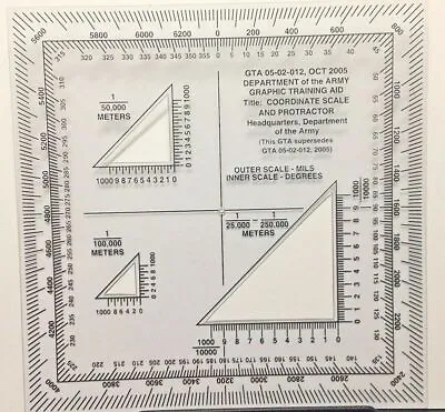 Military Style UTM/MGRS Coordinate Scale And Protractor GTA 5-2-012 • $9.95