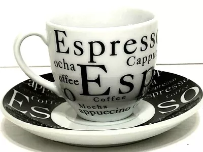 Gibson Everyday Espresso Cappuccino Demitasse Cup & Saucer Black & White  • £14.42