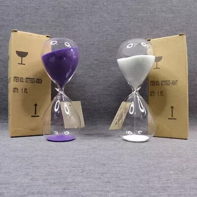 Pair Of Decor Egg Timer Glass With 1 X White And 1 X Purple Sand 16cm Tall • $12