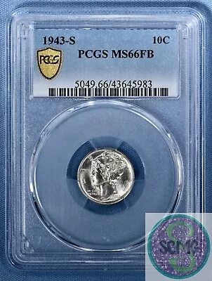 1943-S Mercury Dime PCGS M66FB - Blast White Champagne Silver • $129.99