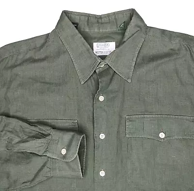 Vintage Gitman Bros Linen Button Up Long Sleeve Shirt Mens Size XL Made In USA • $49.95