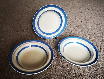 3 T. G. Green Blue Cornishware Fruit Bowls Stone Rim Shield & Early Backstamps • £3