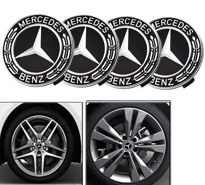 4PCS For Mercedes Benz Wheel Center Caps Emblem Black 75mm Rim Hub Cover Logo  • $9.99