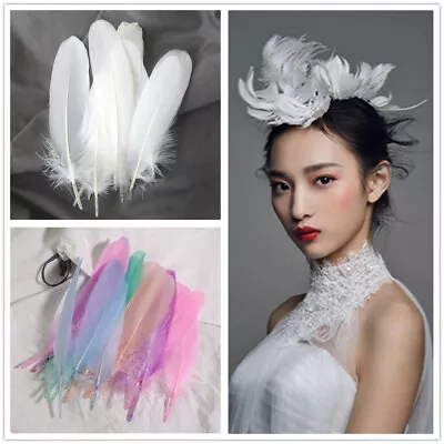 50x Nature Goose Feathers Wedding DIY Decor 6-8 Inches 15cm To 20cm Mask Feather • £4.89