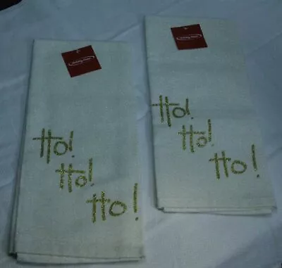 Holiday Home Christmas Ho! Ho! Ho! Guest / Hand Towels (Cream & Metallic Gold) • $9