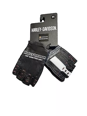 Medium Harley Davidson 120th Anniversary True North Fingerless Leather Gloves  • $75