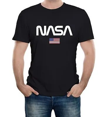 Nasa Logo US Flag Mens T-Shirt Space Agency American Houston Texas Shuttle • £12.99