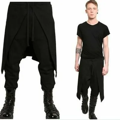 Men Skirt Rock Casual Gothic Trousers Punk Devil Fashion Harem Pants Steampunk • $29.95