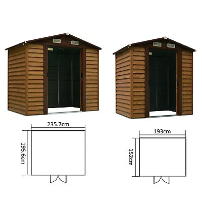 £339.99 • Buy Garden Shed Tools Storage Overlap Construction Sliding Door Brown Wooden Grain