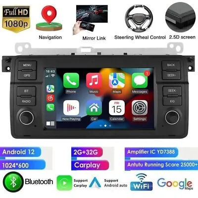 Apple Carplay For BMW E46 3 Series 318 320 325 Android Auto Car Radio Stereo GPS • $152.63
