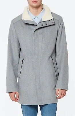 Vince Camuto Men's Faux Shearling Trim Wool Blend Coat Grey XXL • $39.60