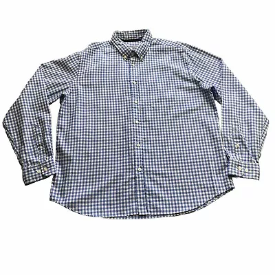 M&S Men's Shirt Size XL Blue Check Oxford Weave Casual Long Sleeve Button Up • £7.99