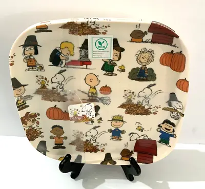 Set Of 4 New Peanuts Fall Snoopy Charlie Brown Bamboo Dinner Plates • $26
