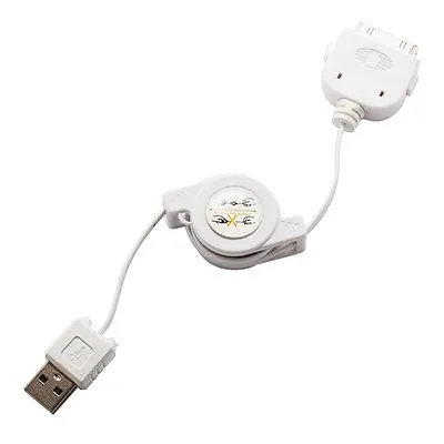 IPHONE IPOD IPAD - WHITE RETRACTABLE USB CABLE DATA SYNC POWER CORD CHARGER WIRE • $8.33