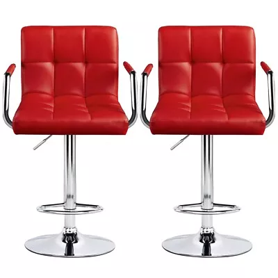 Modern Bar Chairs With Large Steel Backrest Height Adjustable Bar Stool Set Of 2 • $109.99