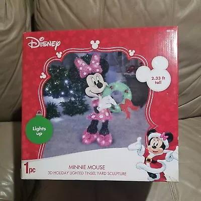 New Disney Christmas 28  Minnie Mouse 3D Tinsel Sculpture Yard Prop 35 Lights • $82.99