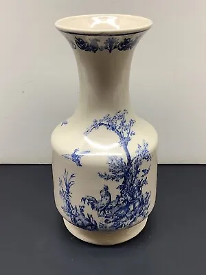 Vintage K’s Collection Ivory & Blue 7” Vase Rooster Birds Tree Poultry EUC • $24.99