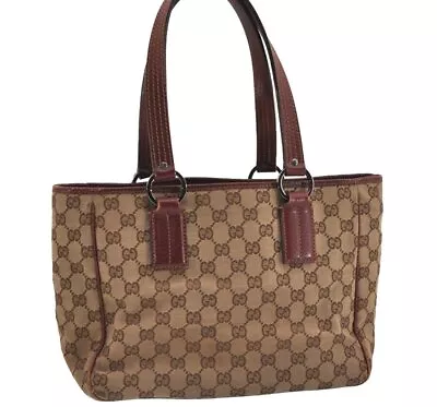 Authentic GUCCI Vintage Shoulder Tote Bag GG Canvas Leather 113019 Brown 9477I • $8.50