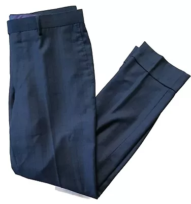 Mattarazi Uomo Mens Dress Pants Size 36 Blue Check Wool Cashmere Silk Suit Slack • $25.99