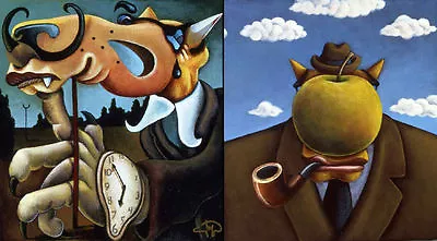 Markus Pierson  Art History Coyote Portraits Of Magritte And Dali  2 On Canvas • $995