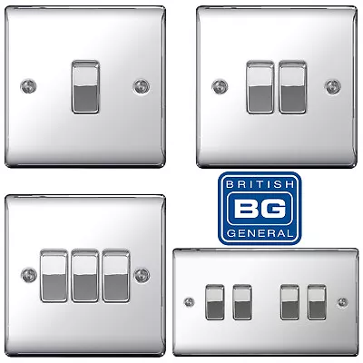 BG Nexus Polished Chrome Mirror Light Switch NPC12 NPC42 NPC43 NPC44 2 Way • £5.24