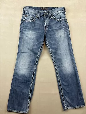 Silver Jeans Zac Straight Leg Mens 32x32 Blue Denim Pants Stone Washed • $27.99