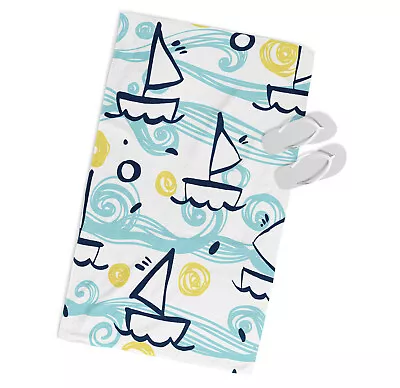 Sail Boat Sunset MICROFIBRE BEACH TOWEL Designer Blue • £22.99