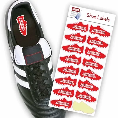 $11.03 • Buy UltraStick Shoe Nametapes/Tag Waterproof Stickers Personalised Football - RED