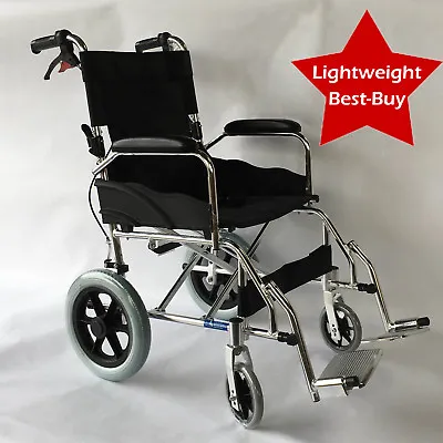Ultra Lightweight Folding ALUMINIUM Travel Wheelchair NOW UKCA Certified • £124.96