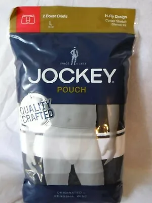 Jockey Mens Pouch 2 Boxer Briefs H Fly Design Black 1146 Classic Fit • $20.23