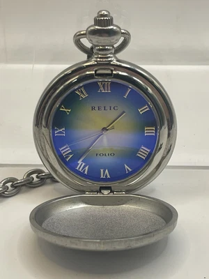 $0.96 • Buy Blue Relic Folio Pocket Watch. Working Condition. Newly Replaced Battery.
