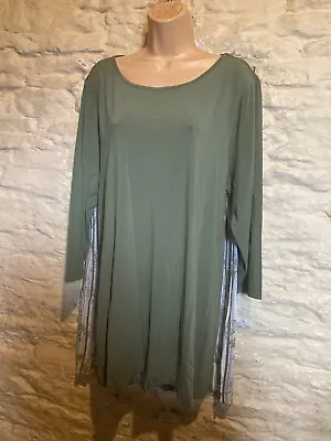 BNWT Khaki Jersey Longline Top Plus Size 2XL Fit 20 22 • £12.99