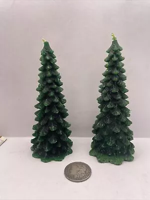 Vintage Christmas Pine Tree Candles Set Of Two R3A3-B • $20