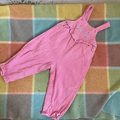 Vintage OshKosh Size 24m Pink Corduroy Embroidered Floral Overalls Dungarees • $69.99