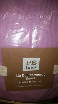  Pottery Barn Teen Big Dot Matelasse Duvet Cover Full Queen Mauve 2 Std Shams  • $57.59