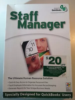 QuickBooks STAFF MANAGER Software UNOPENED HTF Out Of Print • £20.90