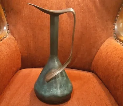Vintage Pal Bell Israel Long Vase Bronze  Hart Deco - 13.5'' • $299