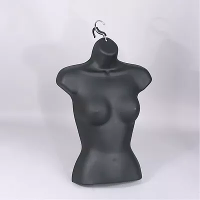 Plastic FEMALE TORSO HANGING MANNEQUIN Black DRESS FORM WITH HANGER 2 Pc Set • $40