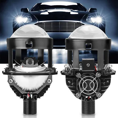 2PC Bi LED Projector Lens 2.5  Headlight Retrofit H4 H7 9003 HB2 Hi-Lo Universal • $57.89