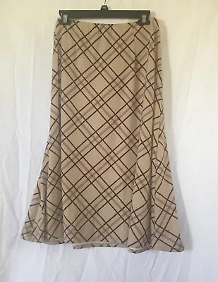 Cato Skirt Plus Size 22/24W Plaid Tan Brown Khaki Elastic Waste • £19