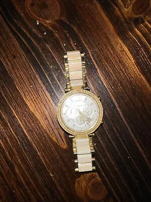 Michael Kors Parker Rose Gold White Quartz Chronograph Watch • $20