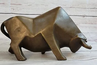 Bronze Sharp Edged Bull Modern Art Cubism Figurine Figure Sculpture Signed Art • $349