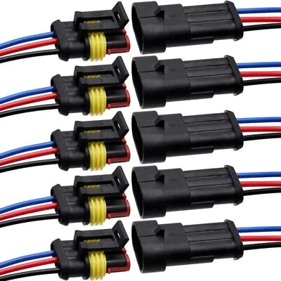 5 Sets 3Pin Way Car Waterproof Male Female Electrical Wire Connector Plug Kit US • $13.99