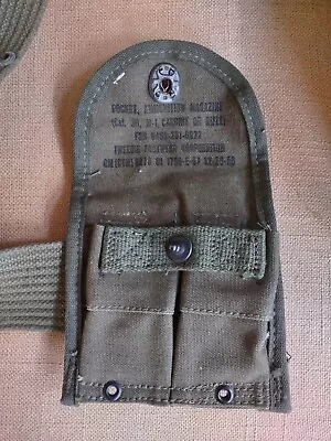 Vintage Military Pocket Ammo Magazine M-1 Carbine Stock Pouch Canvas WITH BELT • $15