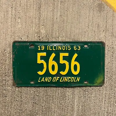 1963 Illinois License Plate 5656 Low Number Four Digit Auto Tag Garage Decor • $68.50