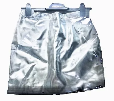 Ladies Silver Shiny Party Metallic Short Skirt Moon Space Retro  Ex River Island • £8.95